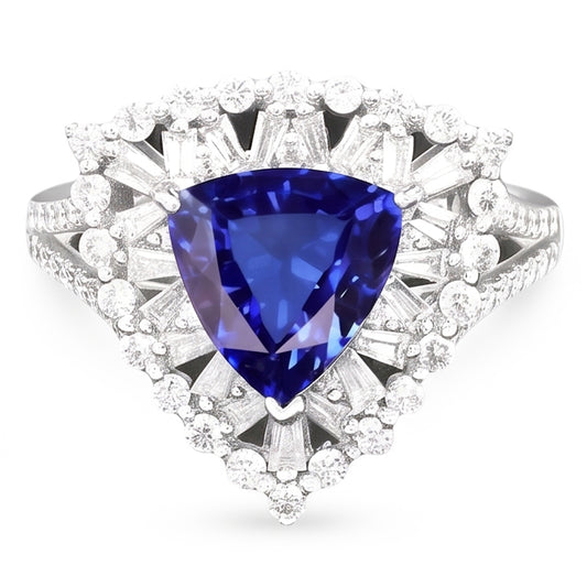 Unique Sapphire With Natural Earth Mined Diamonds Engagement Ring