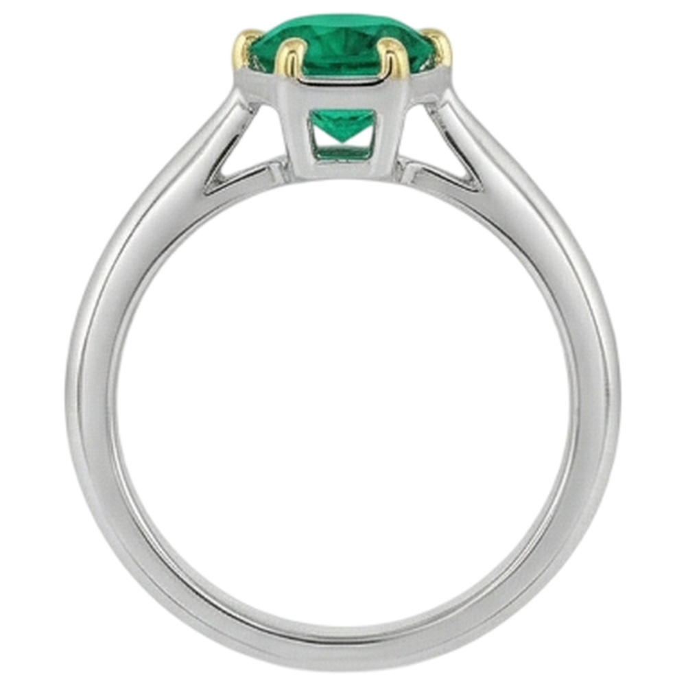 Precious Stone Ring Two-Tone 14K Gold with Fine Emerald – back view
