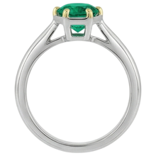 Precious Stone Ring Two-Tone 14K Gold with Fine Emerald – back view