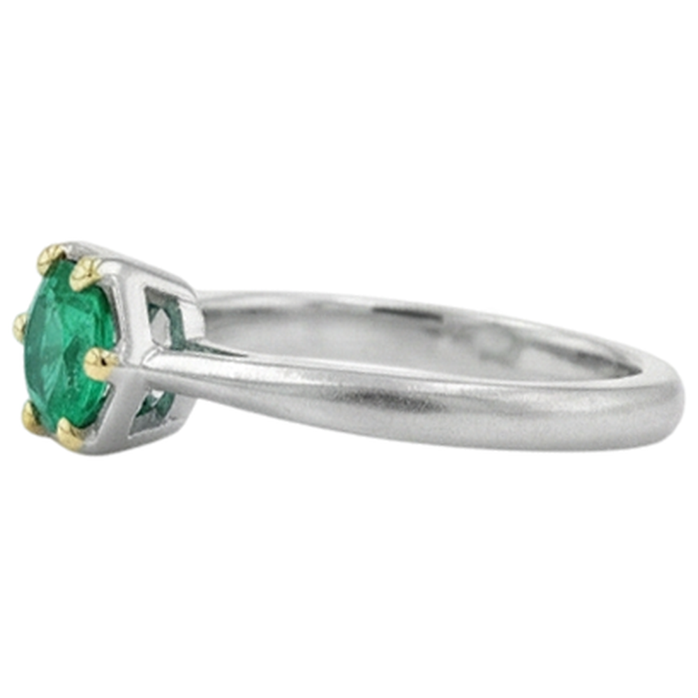 Precious Stone Ring Two-Tone 14K Gold with Fine Emerald – profile view