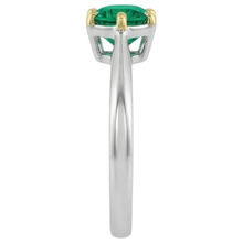 Precious Stone Ring Two-Tone 14K Gold with Fine Emerald – top view