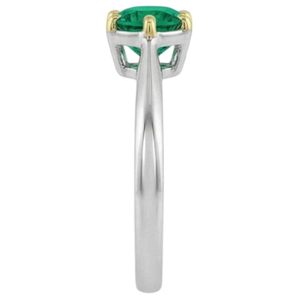 Precious Stone Ring Two-Tone 14K Gold with Fine Emerald – top view