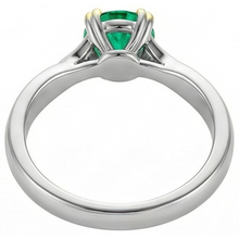 Gemstone Ring Two-Tone 14K Gold with Emerald – top view