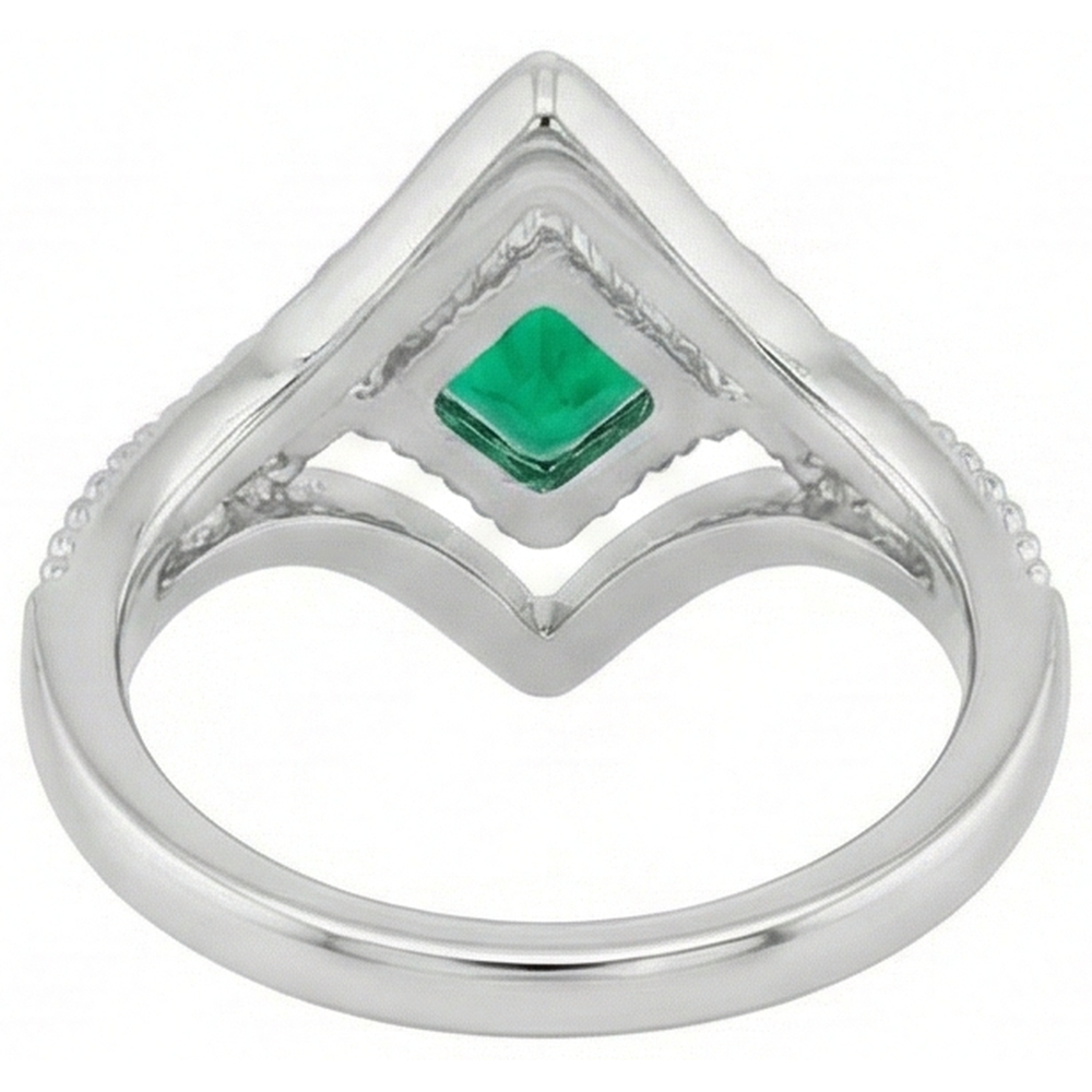 Princess Emerald ring in 14K Two Tone Gold – back view