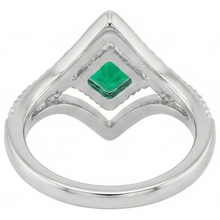 Princess Emerald ring in 14K Two Tone Gold – back view