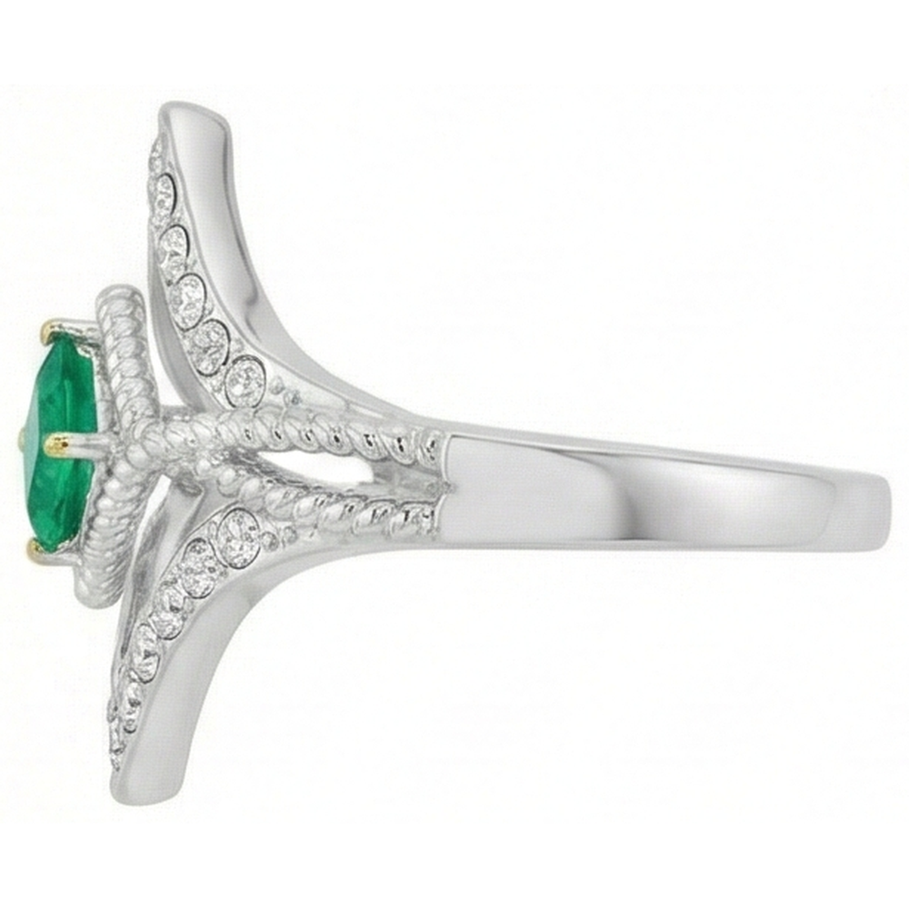 Emerald Princess Precious Stone Ring in 14K Two Tone Gold – profile view