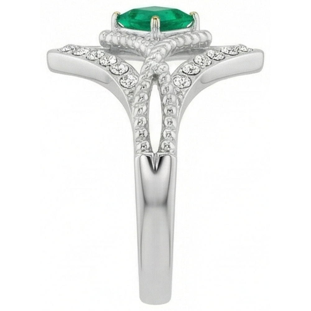 Princess Emerald ring in 14K Two Tone Gold – top view