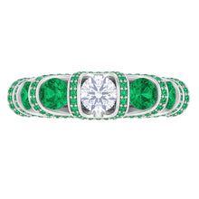 Unique Style Round Natural Earth Mined Diamond Emerald Ring 3.90 Carats