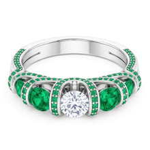 Unique Style Round Natural Earth Mined Diamond Emerald Ring 3.90 Carats