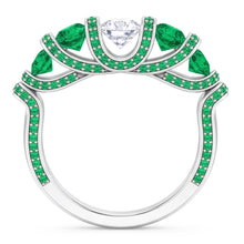 Unique Style Round Natural Earth Mined Diamond Emerald Ring 3.90 Carats