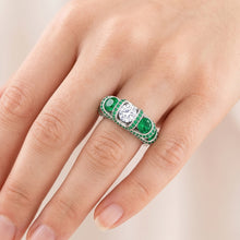 Unique Style Round Natural Earth Mined Diamond Emerald Ring 3.90 Carats