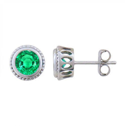 Fine Emerald GIA Certified Gemstone Earring 1 ct in 14K White