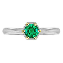 Earth-Mined Fine Emerald Precious Stone Ring 1.50 ct Two-Tone 14K Gold – main view