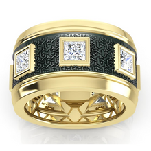 Unique Men's Band Two Tone With Princess Cut Natural Earth Mined Diamonds