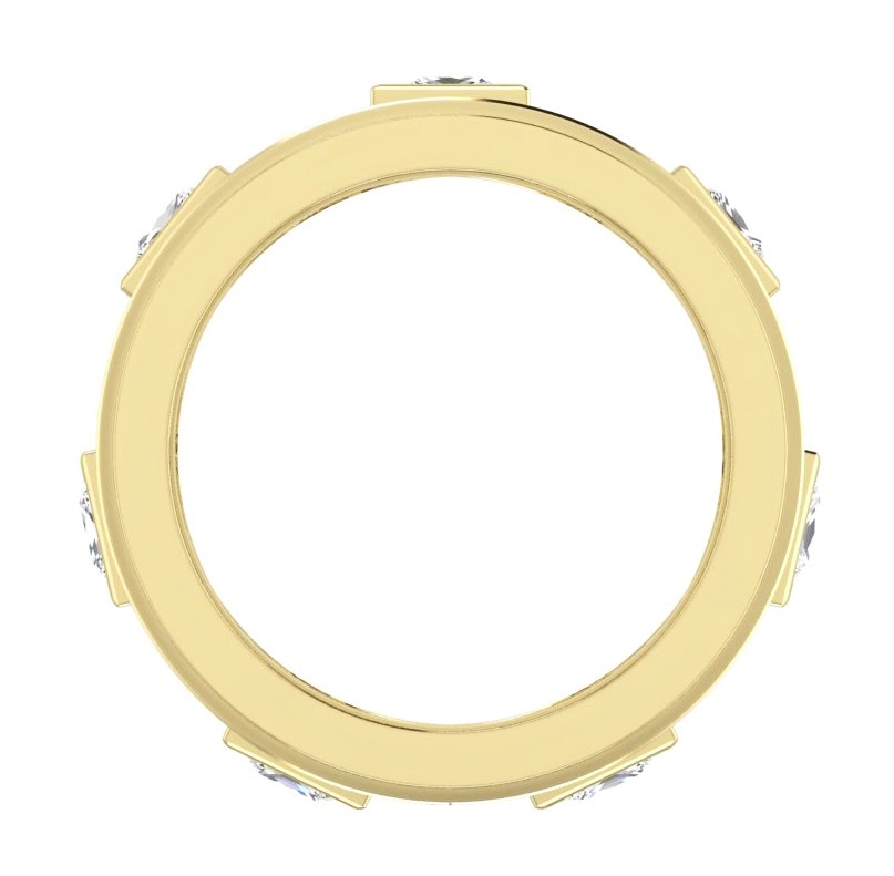 Unique Men's Band Two Tone With Princess Cut Natural Earth Mined Diamonds