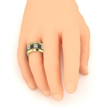 Unique Men's Band Two Tone With Princess Cut Natural Earth Mined Diamonds