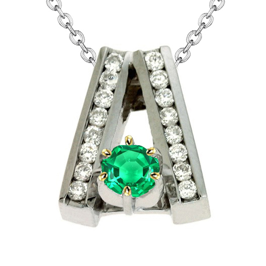Earth-Mined Colombian Emerald Precious Stone Pendant – main view