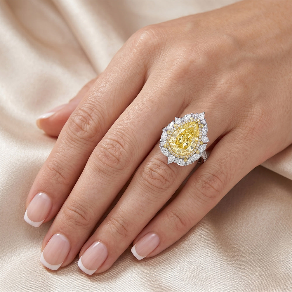 VVS Clarity Halo Setting Ring – Yellow Canary Diamond 3.25 ct 14
