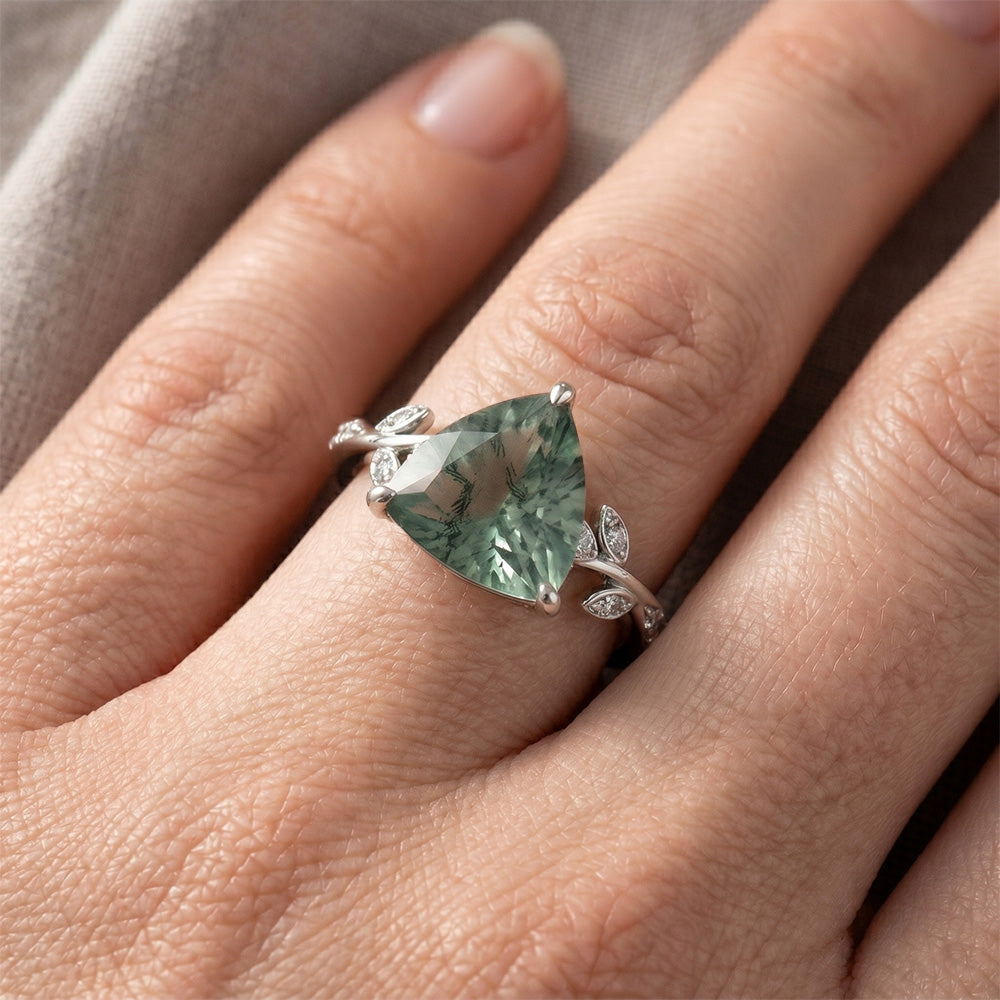 VVS Green Prasiolite Gemstone Ring 2.0 ct – 14 Karat White Gold