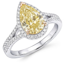 VVS Halo Engagement Ring – Yellow Canary Diamond 2 ct 14K Two