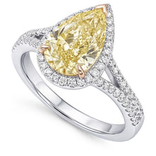 VVS Halo Engagement Ring – Yellow Canary Diamond 2 ct 14K Two