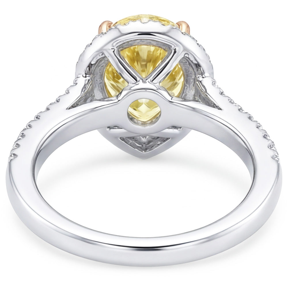 VVS Halo Engagement Ring – Yellow Canary Diamond 2 ct 14K Two
