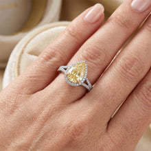VVS Halo Engagement Ring – Yellow Canary Diamond 2 ct 14K Two