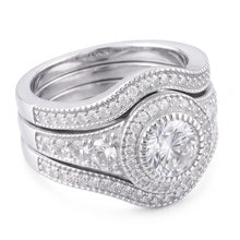 Vintage Anniversary Ring Set 4 Carats Round Natural Earth Mined Diamond White Gold 14K