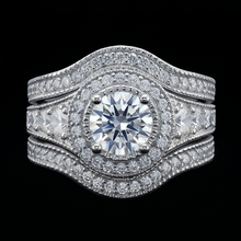 Vintage Anniversary Ring Set 4 Carats Round Natural Earth Mined Diamond White Gold 14K