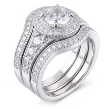Vintage Anniversary Ring Set 4 Carats Round Natural Earth Mined Diamond White Gold 14K