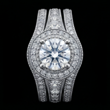 Vintage Anniversary Ring Set 4 Carats Round Natural Earth Mined Diamond White Gold 14K