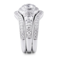 Vintage Anniversary Ring Set 4 Carats Round Natural Earth Mined Diamond White Gold 14K