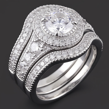 Vintage Anniversary Ring Set 4 Carats Round Natural Earth Mined Diamond White Gold 14K