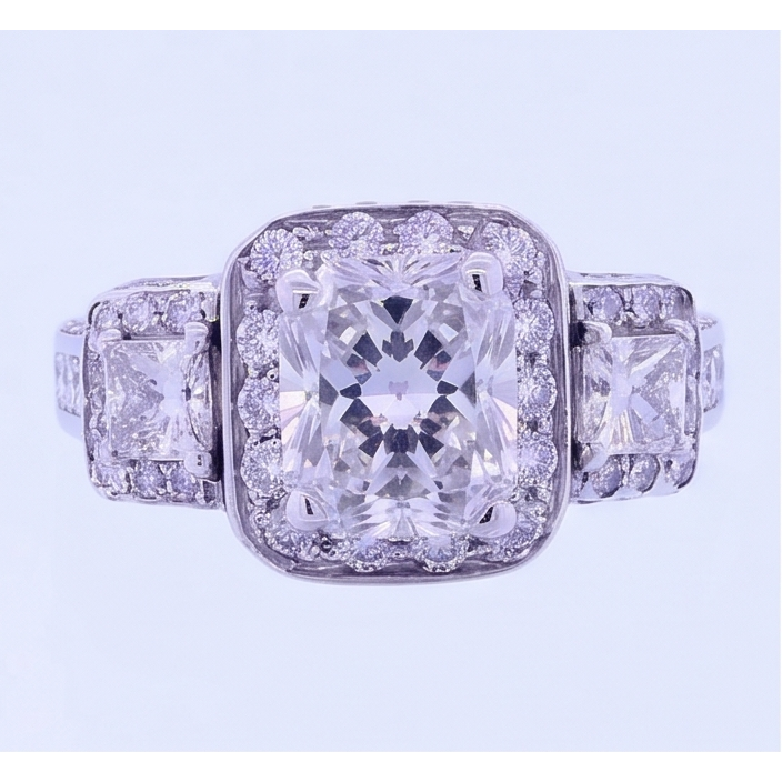 Vintage Inspired 3.50 Carats Cushion Mined Anniversary Ring