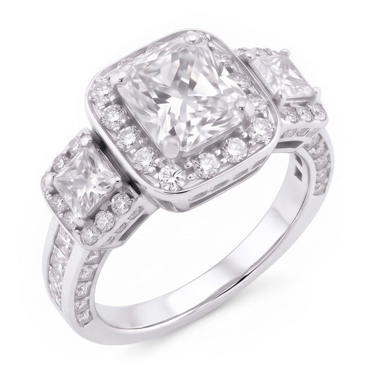 Vintage Inspired 3.50 Carats Cushion Mined Anniversary Ring