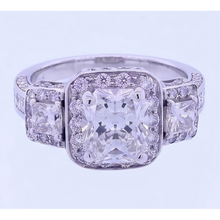 Vintage Inspired 3.50 Carats Cushion Mined Anniversary Ring