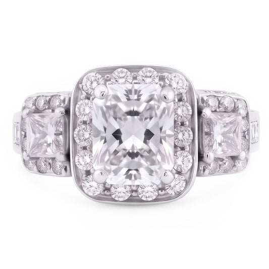 Vintage Inspired 3.50 Carats Cushion Mined Anniversary Ring