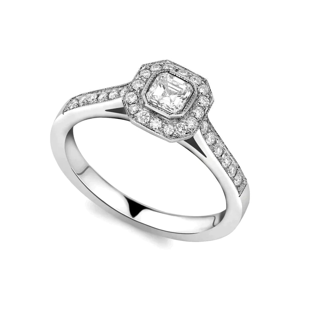 Vintage Look 2.5 Carat Asscher Real Diamond Ring