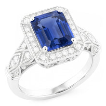 Vintage Look Art Deco Sapphire Natural Earth Mined Diamond Ring