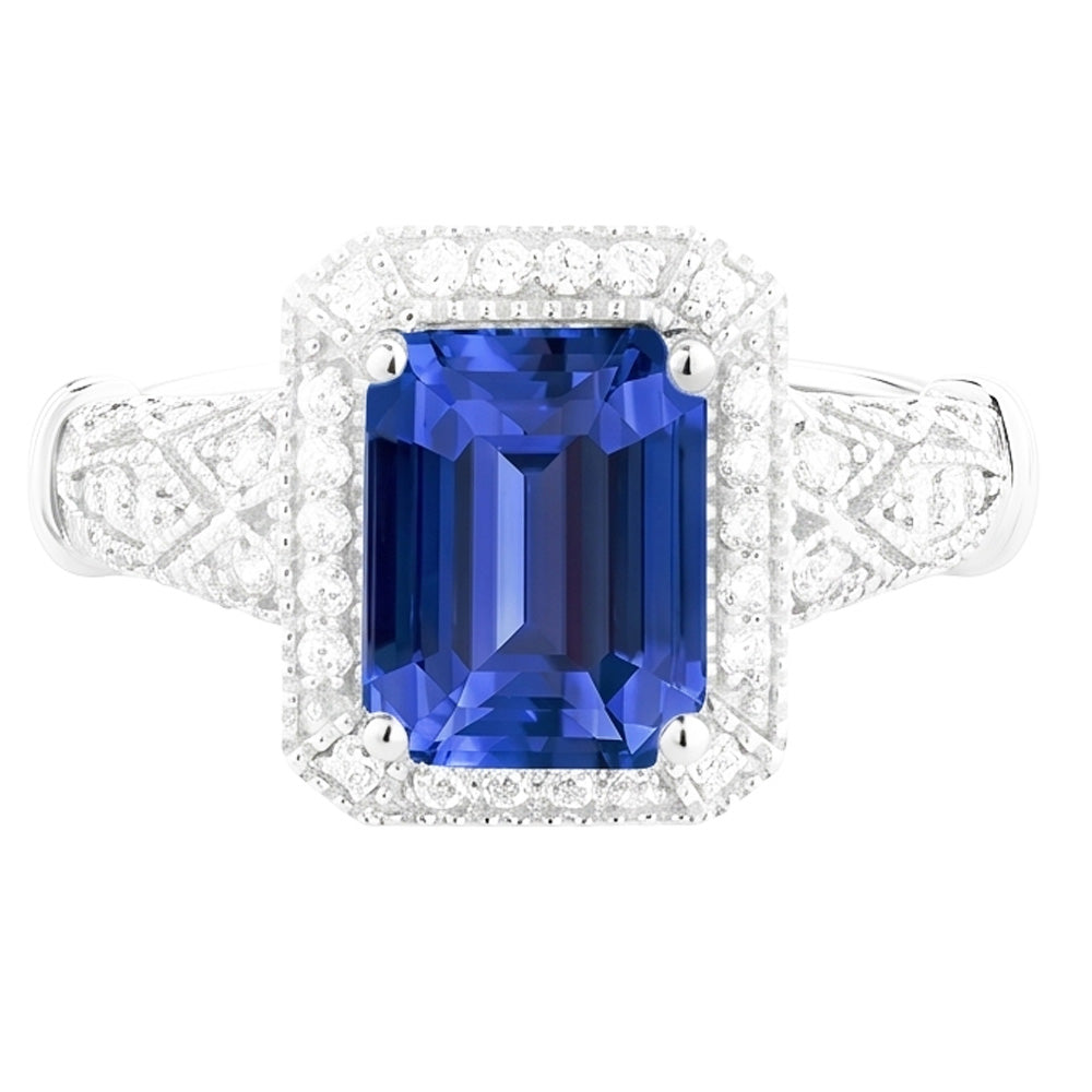 Vintage Look Art Deco Sapphire Natural Earth Mined Diamond Ring