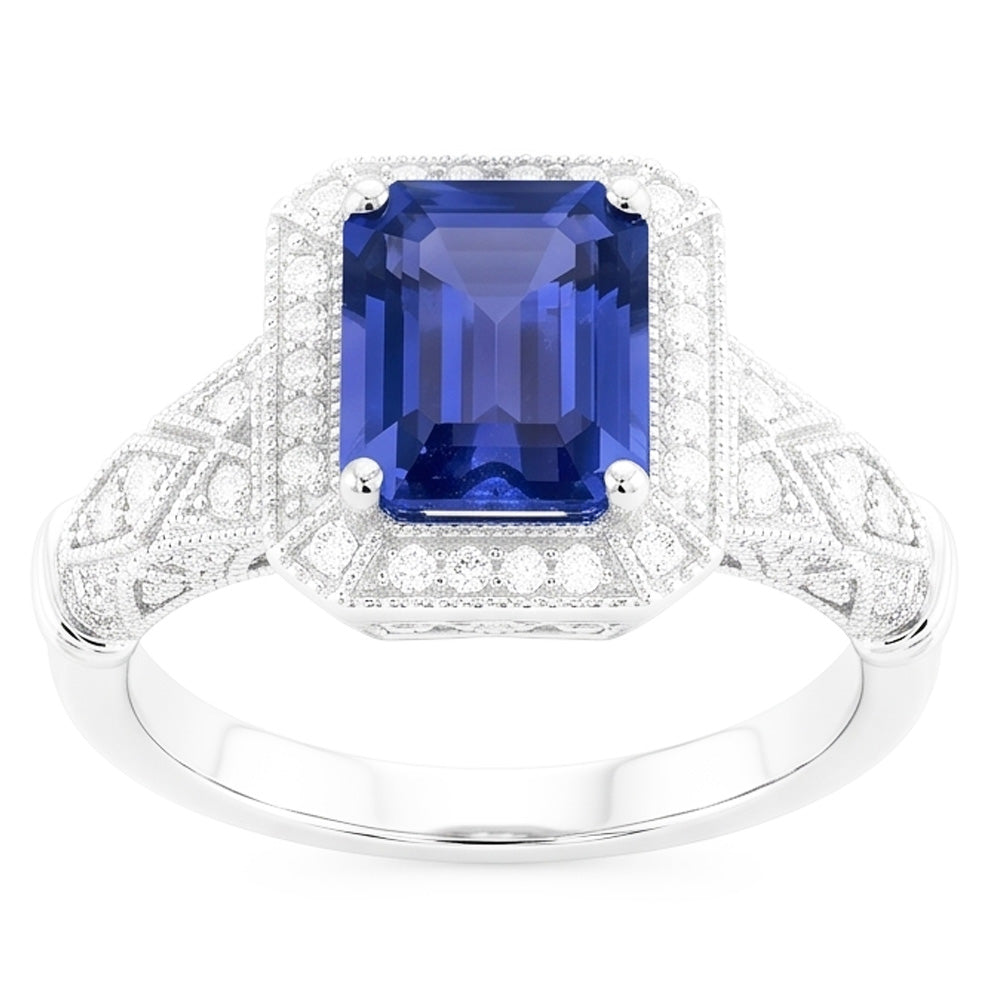 Vintage Look Art Deco Sapphire Natural Earth Mined Diamond Ring