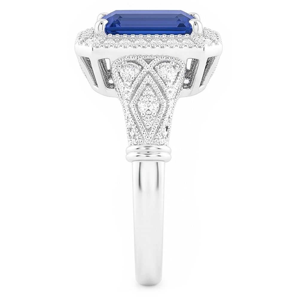 Vintage Look Art Deco Sapphire Natural Earth Mined Diamond Ring