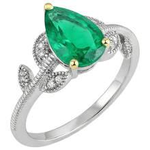 Colored Stone Ring 14 Karat Two Tone Gold with Fine Emerald – angle view