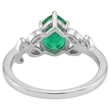 Colored Stone Ring 14 Karat Two Tone Gold with Fine Emerald – back view