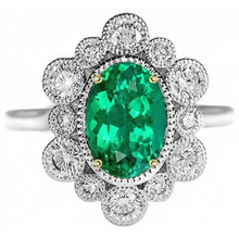 Emerald Precious Stone Ring 2-ct Two-Tone 14K Gold – angle view