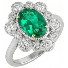 Natural Emerald Precious Stone Ring 2 ct Two-Tone 14K Gold – side view