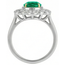 Natural Emerald Precious Stone Ring 2 ct Two-Tone 14K Gold – top view