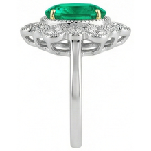 Oval Cut Emerald ring in Two-Tone 14K Gold – profile view