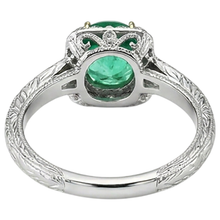 Round Brilliant Fine Emerald ring in 14K Two Tone Gold – back view