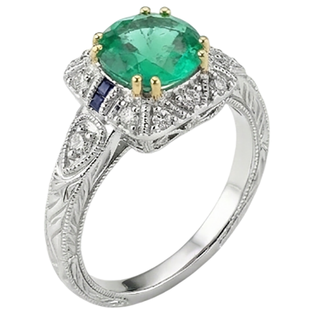 Natural Fine Emerald Gemstone Ring – profile view